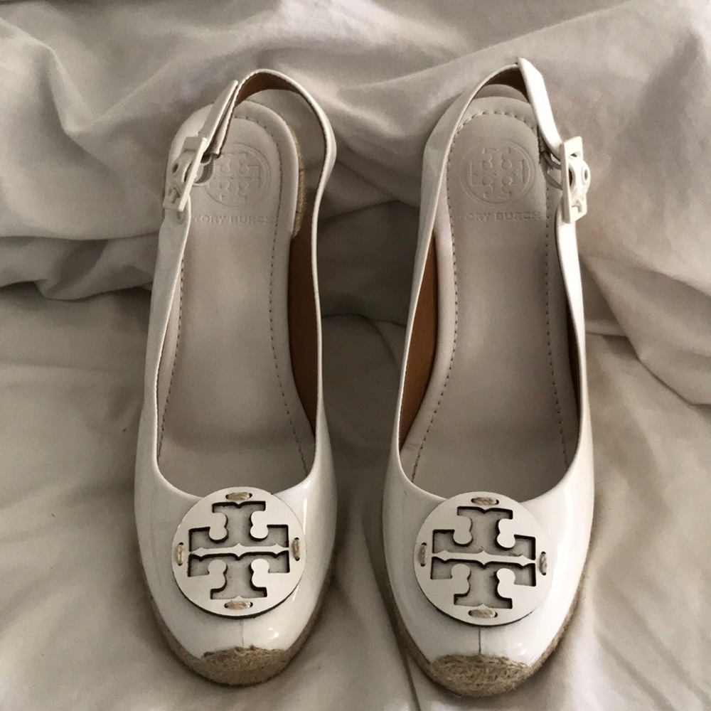 Tory Burch White Wedge Espadrilles